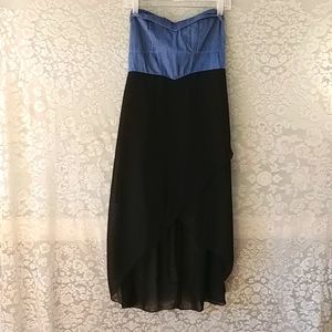 Denim Gold Drama Dress Size Large.